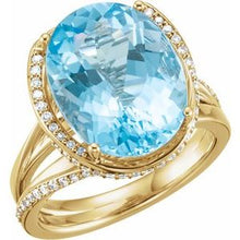 Load image into Gallery viewer, Swiss Blue Topaz &amp; 1/2 CTW Diamond Spiral Ring
