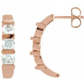 1/2 CTW Diamond J-Hoop Earrings