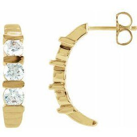 1/2 CTW Diamond J-Hoop Earrings