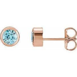 4 mm Round Genuine Mozambique Garnet Birthstone Earrings