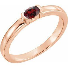 Mozambique Garnet Oval Stackable Family Ring