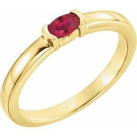 Mozambique Garnet Oval Stackable Family Ring