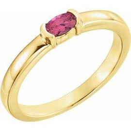 Mozambique Garnet Oval Stackable Family Ring