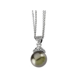 Black Freshwater Cultured Pearl & .07 CTW Diamond Pendant