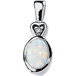 Opal & .02 CTW Diamond Bezel-Set Pendant