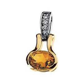 Genuine Citrine & Diamond Pendant