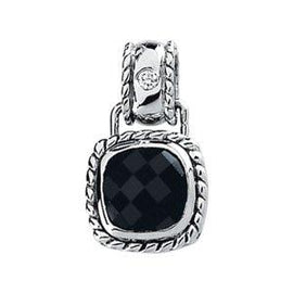 Onyx & .03 CT Diamond Rope Design Pendant