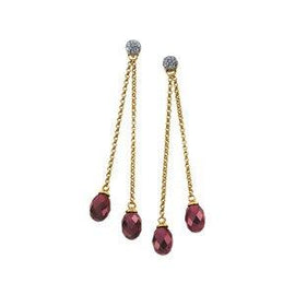 Brazilian Garnet & 1/8 CTW Diamond Earrings