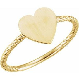 Heart Engravable Rope Ring