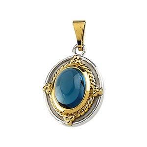 Genuine London Blue Topaz Cabochon Pendant