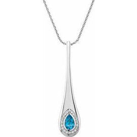 Swiss Blue Topaz & 1/6 CTW Diamond 18