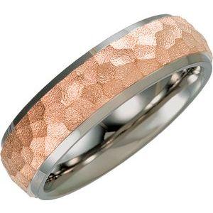 Titanium Immerse Plated 7 mm Beveled-Edge Band with Hammered Finish