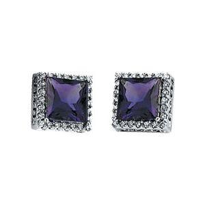 Amethyst & 3/8 CTW Diamond Halo-Style Earrings