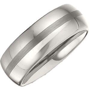 White 8.3 mm Domed Band with Satin Center