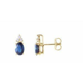 Blue Sapphire & 1/8 CTW Diamond Earrings