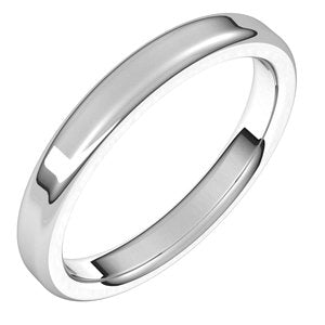 14K White 3 mm Flat Comfort Fit Round Edge Band Size 7.5