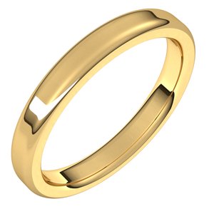 18K Yellow 3 mm Flat Comfort Fit Round Edge Band Size 6.5