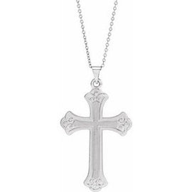 14K White Cross Necklace