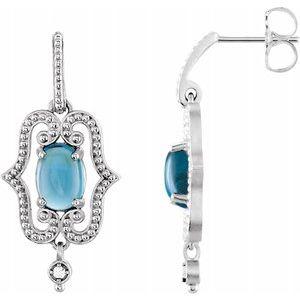 Swiss Blue Topaz & .03 CTW Diamond Earrings