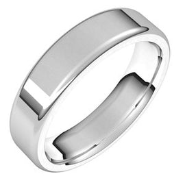 14K White 5 mm Flat Comfort Fit Round Edge Band Size 11.5