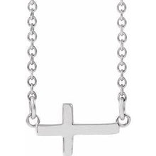Load image into Gallery viewer, Sterling Silver 12x5.9 mm Sideways Cross 16-18&quot; Necklace
