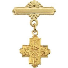 Load image into Gallery viewer, 12x12 mm Four-Way Medal Baptismal Pin
