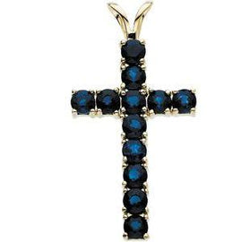 Blue Sapphire Cross Pendant