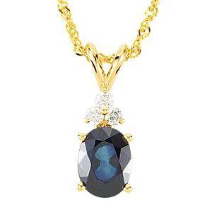 8x6 mm Oval Blue Sapphire & 1/10 CTW diamond 18