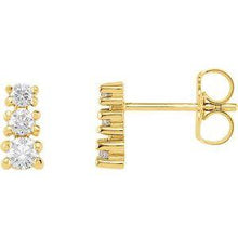 Load image into Gallery viewer, 7/8 CTW Diamond Three-Stone Earrings
