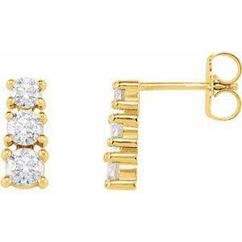7/8 CTW Diamond Three-Stone Earrings