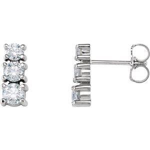 7/8 CTW Diamond Three-Stone Earrings