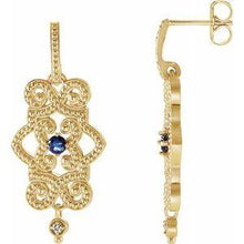 Load image into Gallery viewer, Citrine &amp; .03 CTW Diamond Granulated Design Dangle Earrings
