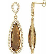 Load image into Gallery viewer, Honey Quartz &amp; 5/8 CTW Diamond Earrings
