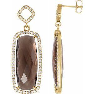 Smoky Quartz & 3/4 CTW Diamond Earrings