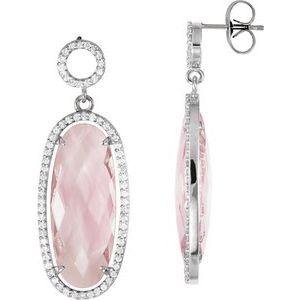 Rose De France Quartz & 3/4 CTW Diamond Earrings